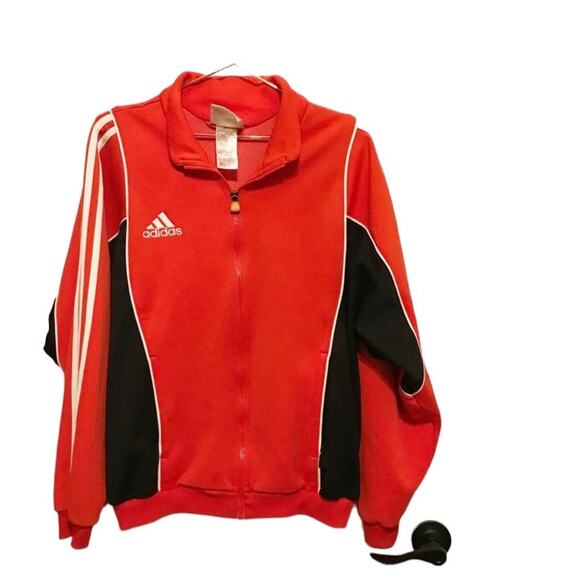 Vintage Adidas Zip Up Jacket - Stripe Logo - Size Large - Picture 1 of 7